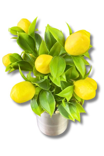 Cihan Çiçekçilik Lămâie decorativă cu flori artificiale 20 cm 8x8 în ghiveci metalic