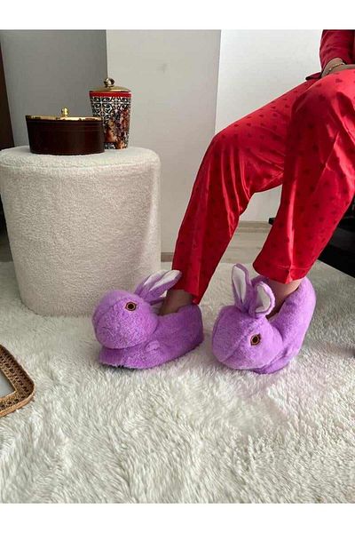 Behtah Kundura Papuci de pluș cu figuri iepure Papuci de casă Pantofi de casă Cizme de casă ține picioarele calde
