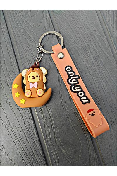 TÜKKAN ACCESSORİES ANIME BROWN SANIO SITTING ON THE MOON POMPOMPURINE CHARACTER KEYCHAIN BAG AND WALLET ORNAMENT