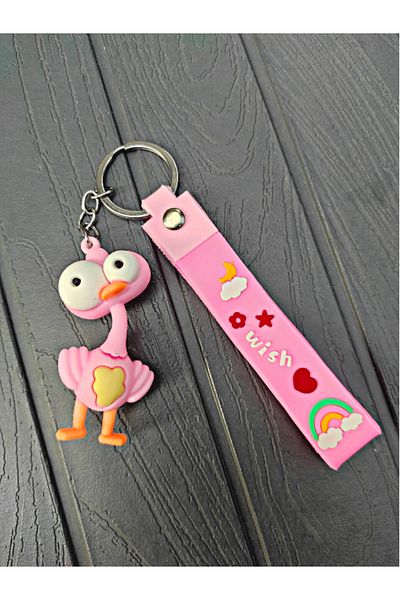 TÜKKAN ACCESSORİES PINK CUTE OSTRICH KEYCHAIN BAG AND WALLET ORNAMENT