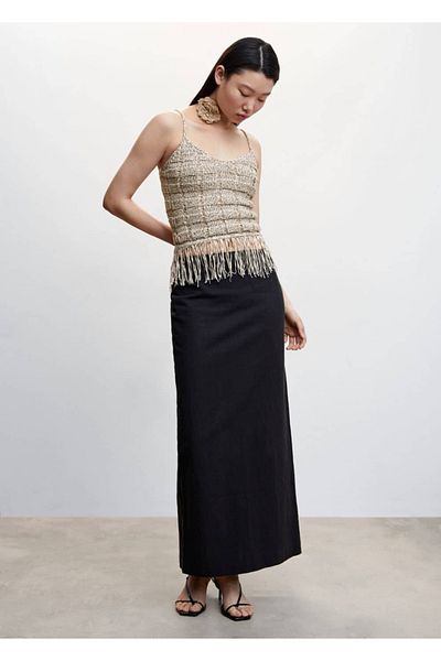 MANGO Woman Fringe részletes kötött felső