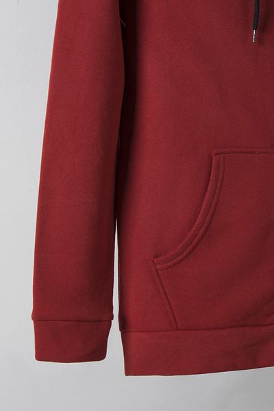 Relax&Basic Unisex Basic Slim Fit Hooded Sweatshirt with Zipper Pocket Claret Red