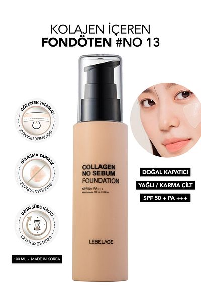 LEBELAGE Foundation for Oily and Combination Skin SPF 50+ PA +++ LEBELAGE Collagen No Sebum Foundation no: 13