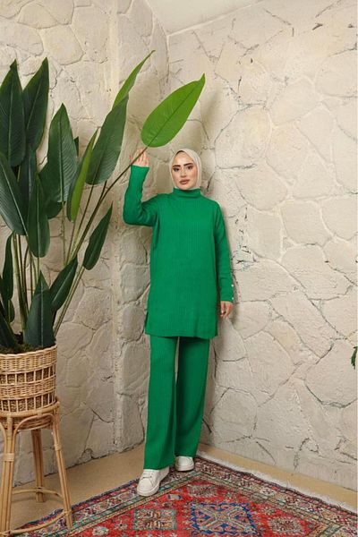 CANSELLBUTİKK 2-Piece Long Openable Knitwear Hijab SetOne size