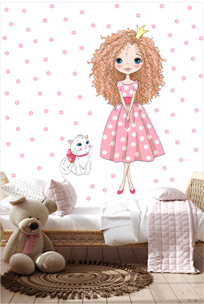 efekt reklam Рудоволоса дівчинка і її кішка Набір наклейок на стіну для дитяч...