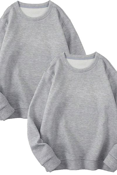 Mythologie 2 Πακέτο Basic Απλό Φούτερ - Γκρι Oversize Φούτερ Crew Neck