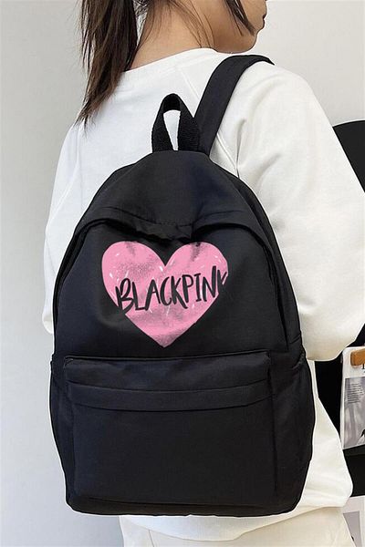 Touz Blunt Blunt Blackpink Heart Printed Unisex Backpack