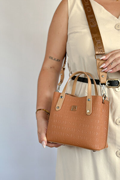 Just Polo طباعة النقش عالية الجودة 4 حجرة حقيبة يد وكتف نسائية 24 × 24 سم 409...