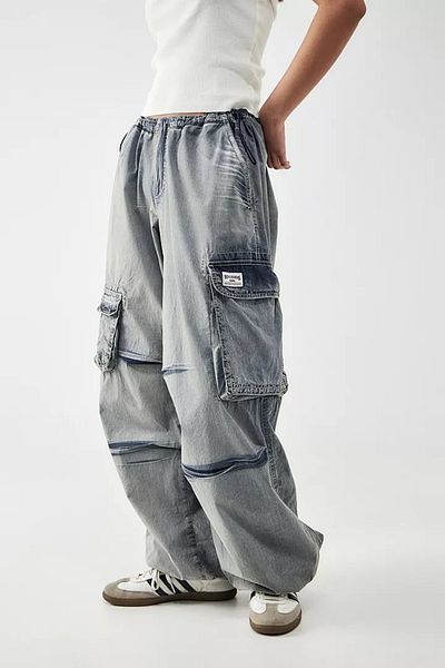 september island Grey-Blue Oversize Cargo Pocket Trousers
