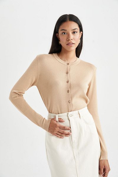 DeFacto Fitted Crew Neck Cardigan
