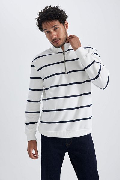 DeFacto Comfort Fit Striped Half Zipper Sweatshirt A6541ax23au