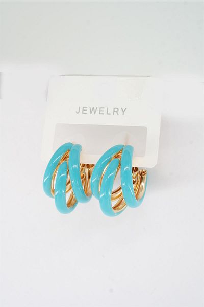 By Zeyna Aksesuar Women's Vip Series Tarnish-free Enameled Pipe Model 2.5 cm Earrings