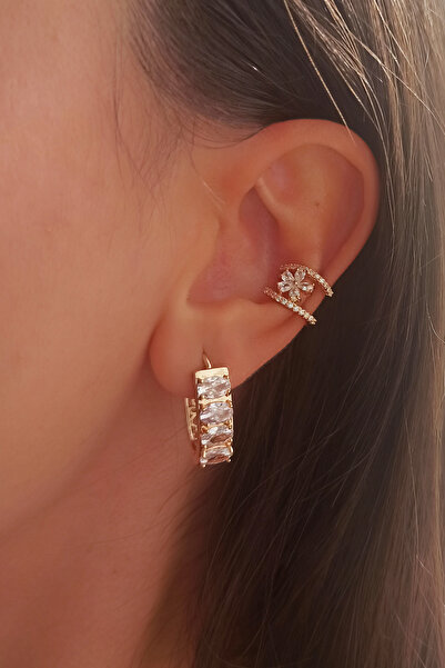 By Zeyna Aksesuar أقراط دائرية من حجر الزركون الرغيف الفرنسي Vip للسيدات