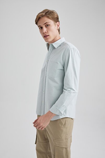 DeFacto Regular Fit Oxford Cepli Basic Düz Uzun Kollu Gömlek A4639ax23au
