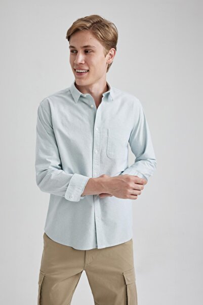 DeFacto Regular Fit Oxford Cepli Basic Düz Uzun Kollu Gömlek A4639ax23au