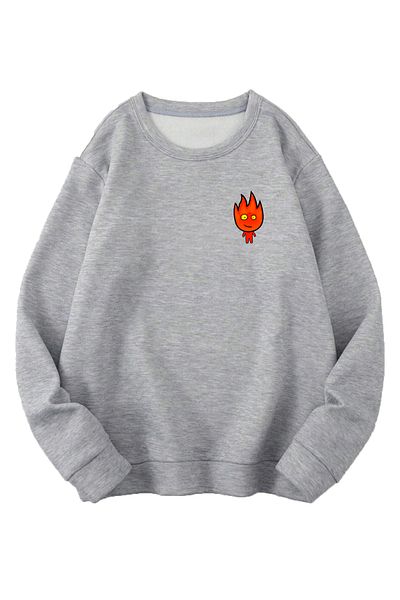 Mythologie Φούτερ Fire - Γκρι εμπριμέ Oversize Φούτερ Crew Neck