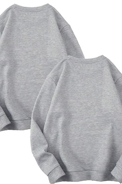 Mythologie Φούτερ 2 τεμαχίων Fire And Water - Φούτερ με γκρι στάμπα Oversize Crew Neck