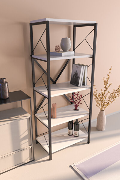 Hediyeler Kapında 5 Raflı Metal Beyaz Mutfak Düzenleyici Çok Amaçlı Mikrodalg...