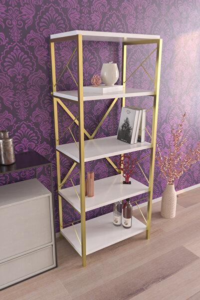 Hediyeler Kapında 5 Raflı Metal Beyaz Gold Mutfak Düzenleyici Çok Amaçlı Mikr...