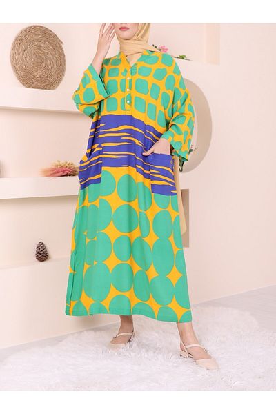 Modamorfo Half Buttoned Oversize Dress with Bag Pockets