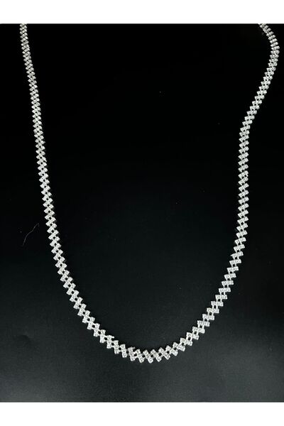 KARAASLAN Taşlı Şerit Özel Gümüş Renk Kristal Taşlı Zincirli Saçak Şerit 1 Mt