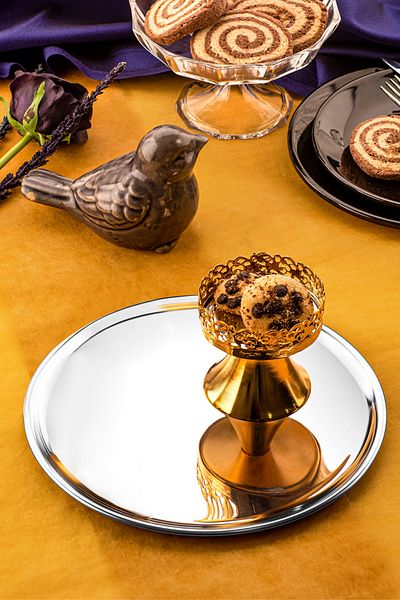 ÖzSa Home 6 Luxury 24 Cm Silver Round Serving Trays
