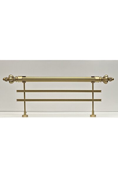 RUSTIKCIM ANTİK RUSTİK SARI FON PERDE ASKISI ÇİFT RAYLI KRSÇ-21 100 CM