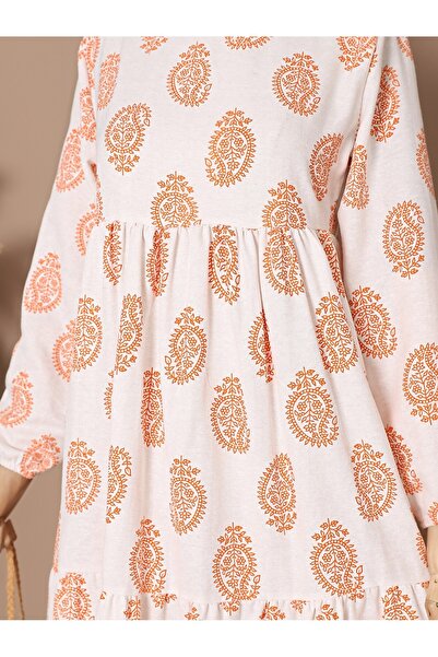 Modamorfo Partial Sleeve Elastic Linen Dress