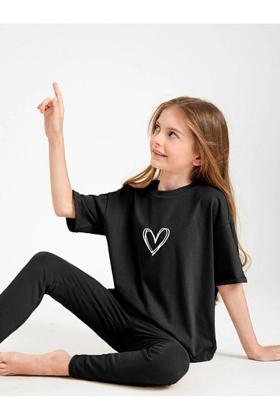 aynewmoda Tricou oversize pentru copii negru-gri-alb