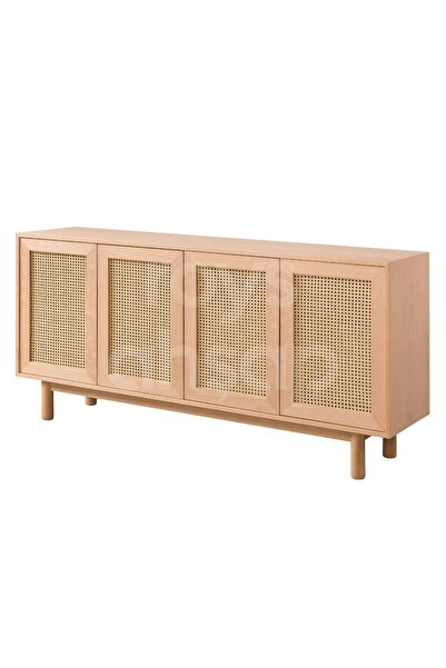 ROYS AHŞAP Roys Ahşap 4163 Masif Ham 200 Cm Modern Hasırlı Konsol