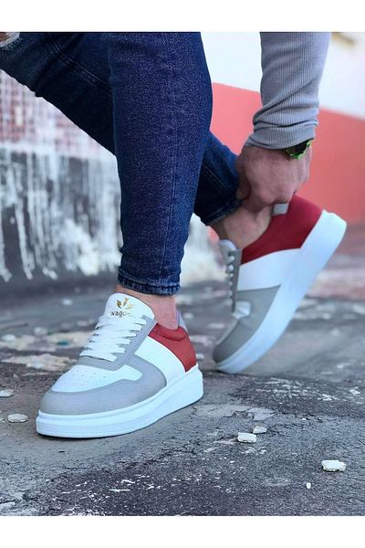 BZ Moda B011 BT Lace-up Orthopedic Sole Ανδρικά αθλητικά παπούτσια Λευκό/Κόκκινο