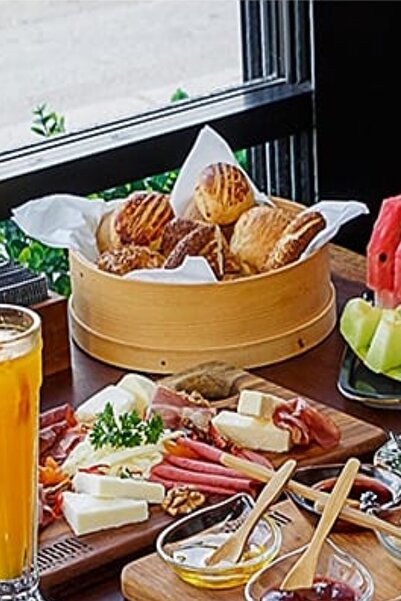 İkram Dünyası Wooden Sieve, Bread Basket, Jute Cloth 22 cm