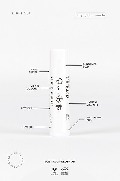 VERSEW Organik Shea Butter Onarıcı Dudak Balmı 5 ml