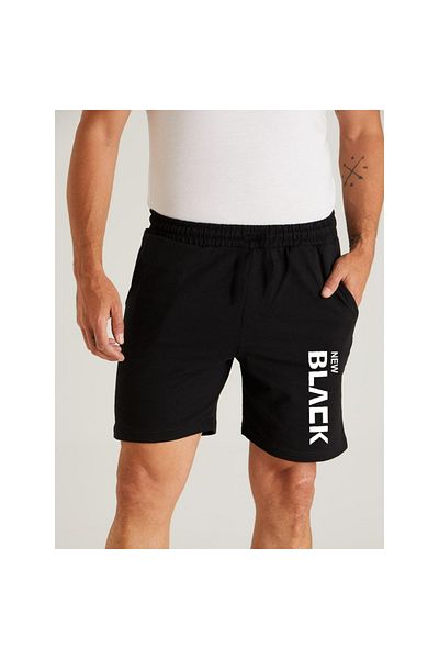 aynewmoda Pantaloni scurți negri de bază imprimați