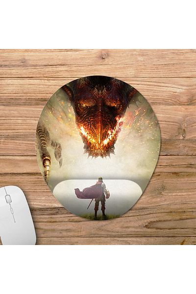 Pixxa نموذج لوحة ماوس لدعم المعصم Dragon's Dogma 2 - متوافق مع 3 بيضاوي