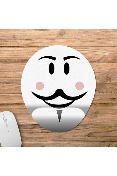 Pixxa Roblox - موديل لوحة ماوس Fawkes Face مع دعم للمعصم - بيضاوي واحد
