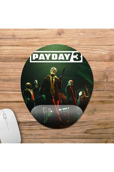 Pixxa موديل Payday 3 لوحة ماوس مع مسند للمعصم - 2 بيضاوي