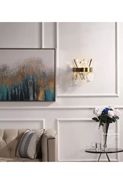 burenze Modern Luxury Kristal Taşlı Ledli Aplik Gold Eskitme Concept Ürün