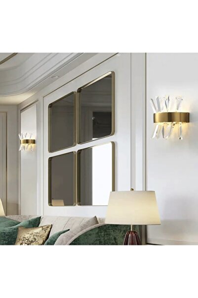 burenze Modern Luxury Kristal Taşlı Ledli Aplik Gold Eskitme Concept Ürün