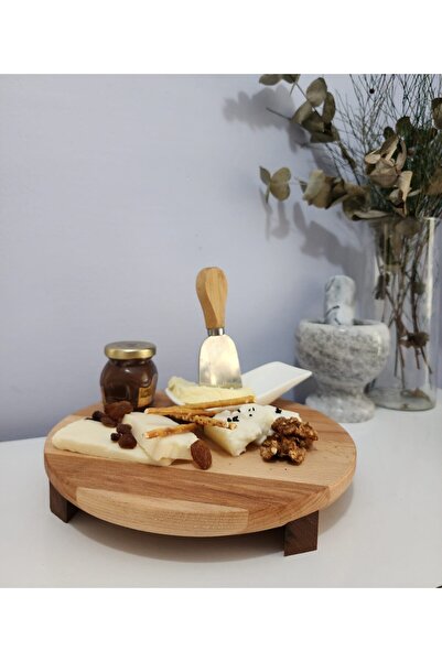 HBS Art Design لوحة عرض دائرية بأرجل بلونين 23 سم