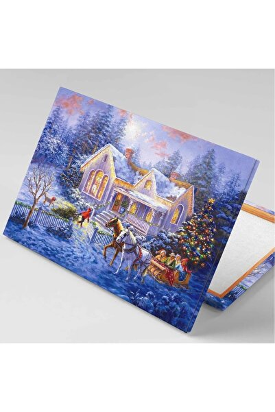 arajans Huzurlu Kış Yılbaşı Yeni Yıl Noel Merry Christmas Doğa Manzara Kanvas Tablo ART00147