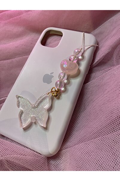 TATLIŞ Large butterfly heart phone charm, 1 piece, handmade epoxy butterfly p...