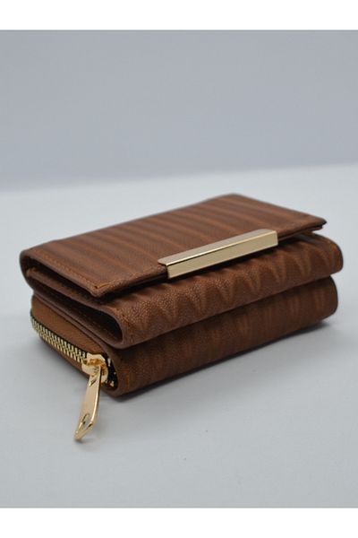 AWOSA Women's Brown Zippered Small Wallet