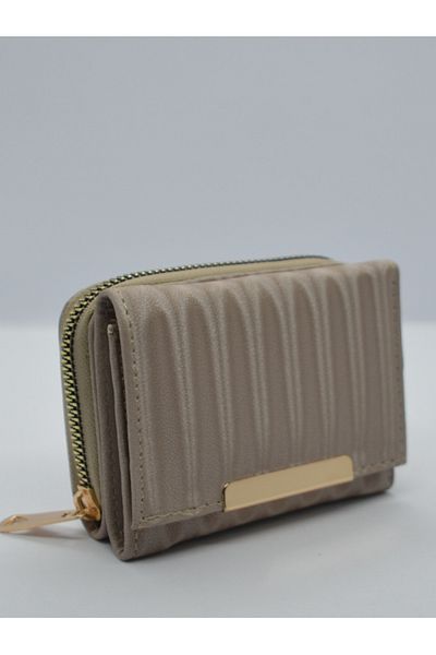 AWOSA Women's Cream Zippered Small Wallet