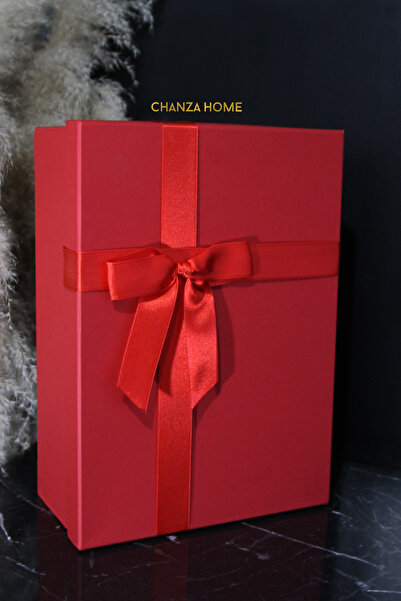 CHANZA HOME Kırmızı Tekli Kutu Kurdeleli Kırmızı Sert Hediye Kutusu Damat Gel...