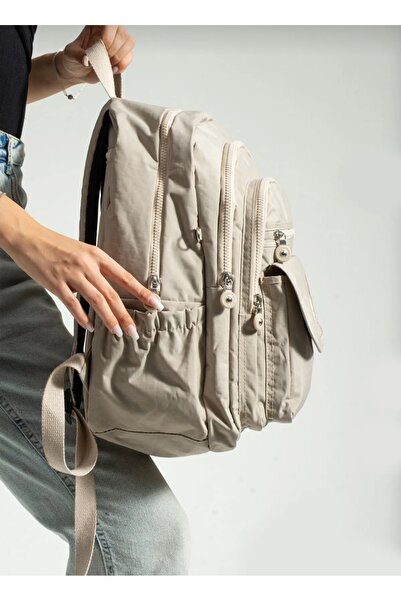 GP GUES POLO School Bag Mega Large Size Cream Multi-Compartment Backpack (uni...