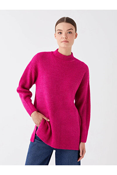 LC Waikiki LCW Modest Yarım Balıkçı Yaka Düz Uzun Kollu Kadın Triko Tunik