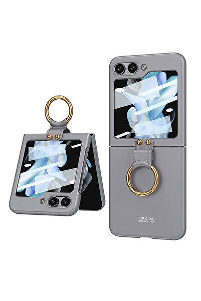 m.tk moveteck Samsung Galaxy Flip 5 Kılıf Katlanabilir Liqud Premium Kemerli ...
