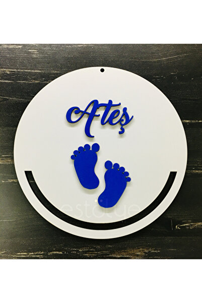 estölye Kapı Süsü Isimli Kasnak,makrome Çember,makrome Isimlik 28x28cm