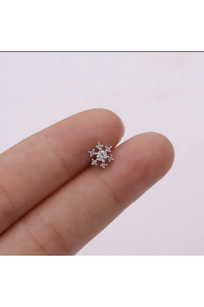 BY DİLEK ÇETİN ACCESSORY Çelik Kar Tanesi Kıkırdak Helix Tragus Piercing (1adet)